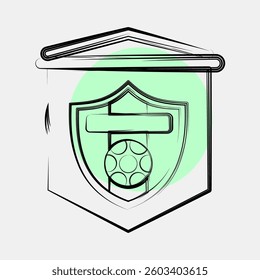 Icon flag. Football and soccer elements. Icon in color spot style.