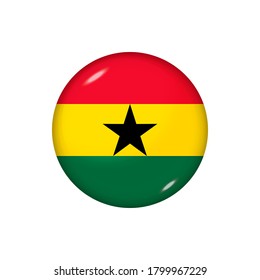 Icon flag of Ghana . Round glossy flag. Vector illustration. EPS 10