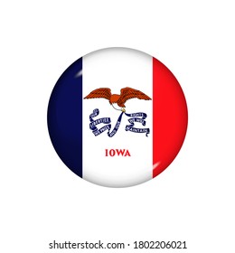 Icon flag of Iowa . Round glossy flag. Vector illustration. EPS 10