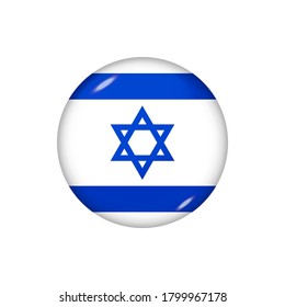 Icon flag of Israel . Round glossy flag. Vector illustration. EPS 10