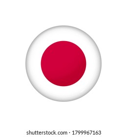 Icon flag of Japan . Round glossy flag. Vector illustration. EPS 10