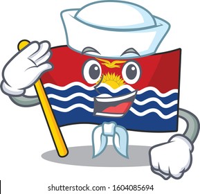 An icon of flag kiribati Scroll Sailor cartoon character wearing hat