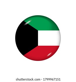 Icon flag of Kuwait . Round glossy flag. Vector illustration. EPS 10