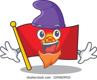 An icon of flag kyrgyzstan Scroll cartoon character dressed as an Elf