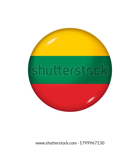 Icon flag of Lithuania . Round glossy flag. Vector illustration. EPS 10
