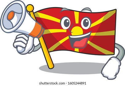 An icon of flag macedonia having a megaphone