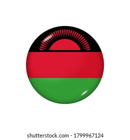 Icon flag of Malawi . Round glossy flag. Vector illustration. EPS 10