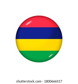 Icon flag of Mauritius . Round glossy flag. Vector illustration. EPS 10