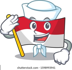 An icon of flag monaco Scroll Sailor cartoon character wearing hat