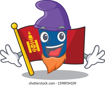 An icon of flag mongolia Scroll cartoon character dressed as an Elf