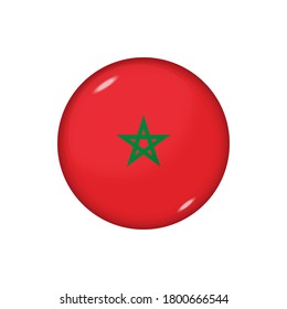 Icon flag of Morocco . Round glossy flag. Vector illustration. EPS 10