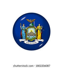 Icon flag of New York . Round glossy flag. Vector illustration. EPS 10