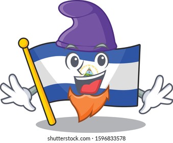 An icon of flag nicaragua Scroll cartoon character dressed as an Elf