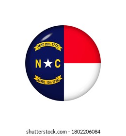 Icon flag of North Carolina . Round glossy flag. Vector illustration. EPS 10