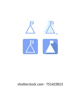 icon flag on mountain blue vector on white background. logo. web. Symbols. design.  illustration