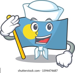 An icon of flag palau Scroll Sailor cartoon character wearing hat