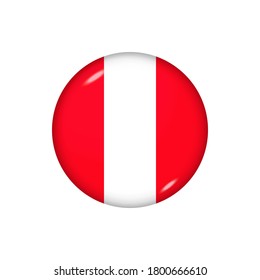 Icon flag of Peru . Round glossy flag. Vector illustration. EPS 10