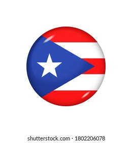 Icon flag of Puerto Rico . Round glossy flag. Vector illustration. EPS 10