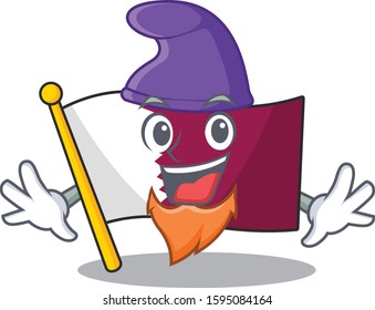 An icon of flag qatar Scroll cartoon character dressed as an Elf