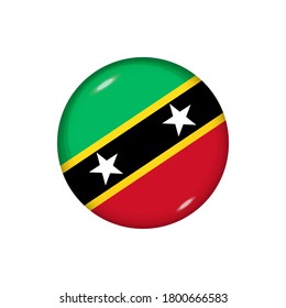 Icon flag of Saint Kitts and Nevis . Round glossy flag. Vector illustration. EPS 10