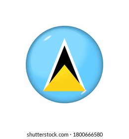 Icon flag of Saint Lucia . Round glossy flag. Vector illustration. EPS 10