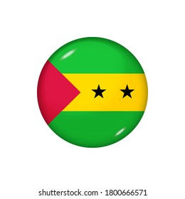 Icon flag of Sao Tome and Principe . Round glossy flag. Vector illustration. EPS 10