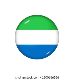 Icon flag of Sierra Leone . Round glossy flag. Vector illustration. EPS 10