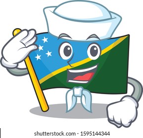 An icon of flag solomon island Scroll Sailor cartoon character wearing hat
