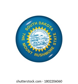 Icon flag of South Dakota . Round glossy flag. Vector illustration. EPS 10