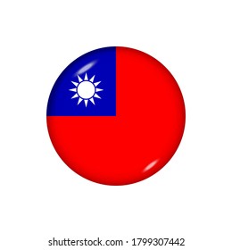 Icon flag of Taiwan . Round glossy flag. Vector illustration. EPS 10
