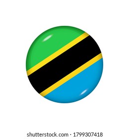 Icon flag of Tanzania . Round glossy flag. Vector illustration. EPS 10