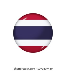 Icon flag of Thailand . Round glossy flag. Vector illustration. EPS 10