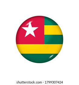 Icon flag of Togo . Round glossy flag. Vector illustration. EPS 10