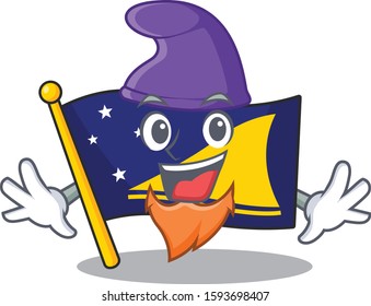 An icon of flag tokelau Scroll cartoon character dressed as an Elf