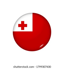 Bandera de iconos de Tonga . Bandera brillante redonda. Ilustración vectorial. EPS 10