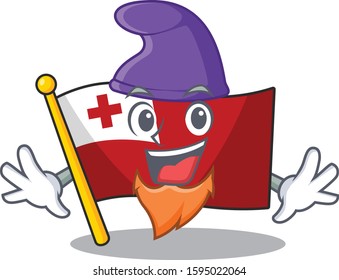 An icon of flag tonga Scroll cartoon character dressed as an Elf