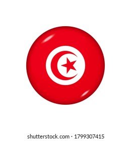 Icon flag of Tunisia . Round glossy flag. Vector illustration. EPS 10