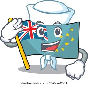 An icon of flag tuvalu Scroll Sailor cartoon character wearing hat