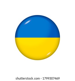 Icon flag of Ukraine . Round glossy flag. Vector illustration. EPS 10
