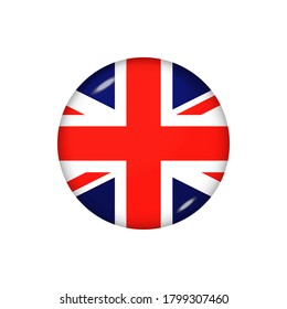Icon flag of United Kingdom . Round glossy flag. Vector illustration. EPS 10