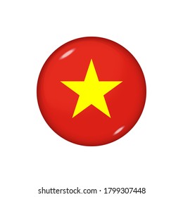 Icon flag of Vietnam . Round glossy flag. Vector illustration. EPS 10