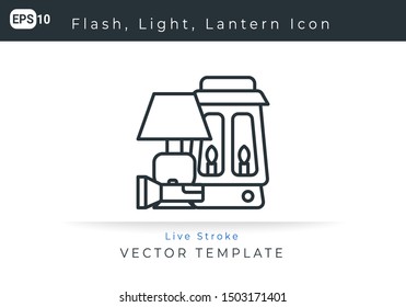 Icon Flah, Light, Lantern For Website, Infographic Element. Vector Illustration