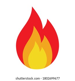Icono llama, fuego, resplandor. Señal de peligro, advertencia. Vector de fondo blanco