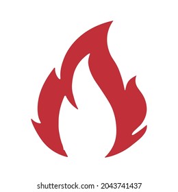 Icon of the flame of fire in red color that you can use as a logo or icon in civil protection activities,campfire,fire danger sign ..etc