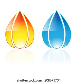 Icon Flame set isolated on a white background. Illustration, vector.