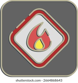 Icono inflamable. Elementos de la Industria Petrolera. Icono en estilo en relieve.