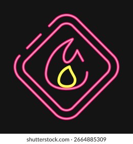 Symbol entflammbar. Elemente der Ölindustrie. Symbol im Neonstil.