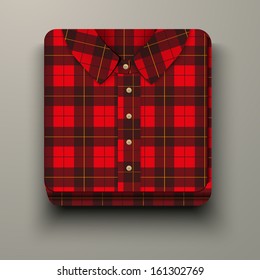 Icon Flannelette Plaid Shirt. Premium Design. Vector Illustration, Isolated And Editable.