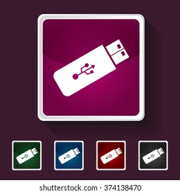 Icon of Flash Drive on Multicolored Squares. Eps-10.