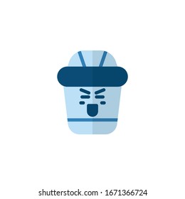 Icon flat angry cartoon cute character in kawaii linework style vector illustrator graphic design on white background good for symbol warning

